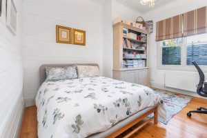 Bedroom with desk. Fast Wi-Fi internet connection throughout the whole house.